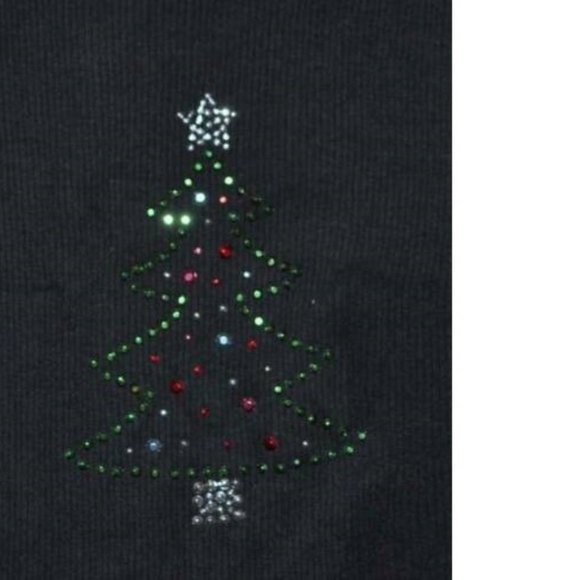 *Christmas Tank Top sz 4 Black Studded Christmas Tree Crew Ribbed Girls - Picture 2 of 3